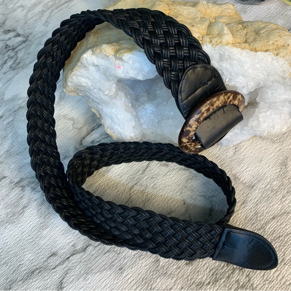 Braided Black Belt, with tortoiseshell 
 buckle